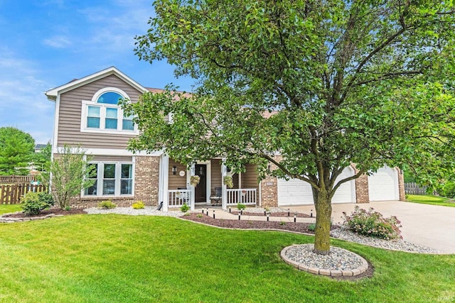 10729 Lone Tree Pl, Fort Wayne, IN 46818 - view of property hidden behind natural elements featuring driveway, covered porch, and brick siding