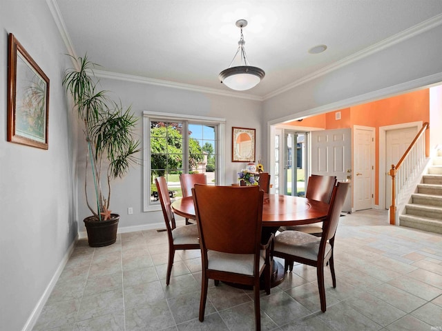 1106 Woodland Xing, Fort Wayne, IN 46825 - dining room featuring crown molding and stairway