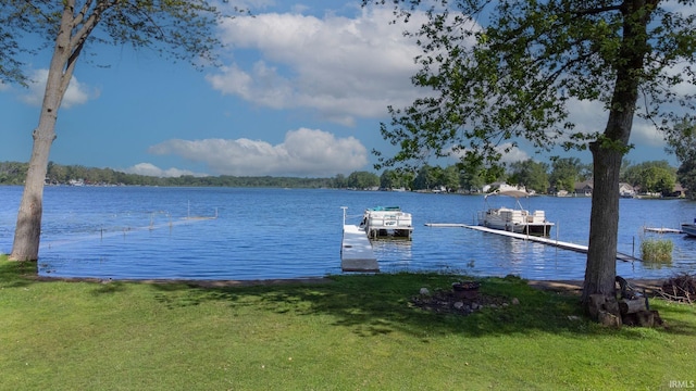 0175 Frantz Dr, Wawaka, IN 46794 - dock area with a water view and a lawn