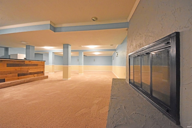 9818 Houndshill Pl, Fort Wayne, IN 46804 - finished basement featuring crown molding and carpet