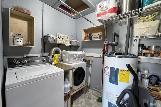 68615 County Road 23, New Paris, IN 46553 - laundry room with water heater and washer and clothes dryer