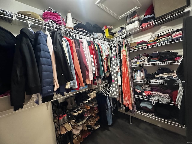 2939 Charlestown Ct, Evansville, IN 47725 - walk in closet featuring attic access