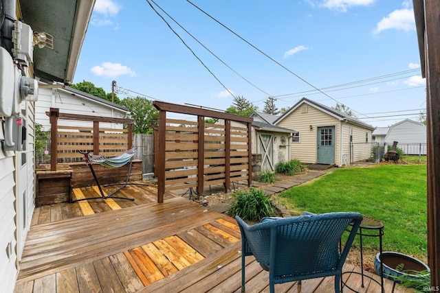 306 E Market St, Bluffton, IN 46714 - wooden deck featuring an outdoor structure