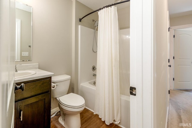 16807 Darling Rd, Woodburn, IN 46797 - full bath with shower / bathtub combination with curtain, vanity, and wood finished floors