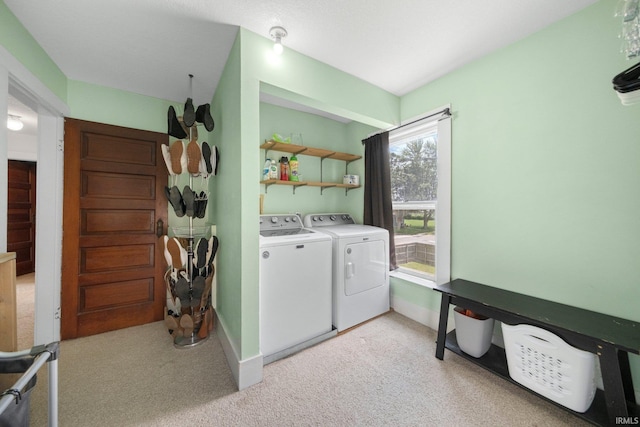 1234 Summit St, New Haven, IN 46774 - laundry room featuring independent washer and dryer and light carpet