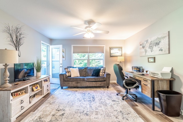 1709 Krebs Ct, Angola, IN 46703 - office area featuring wood finished floors and a ceiling fan
