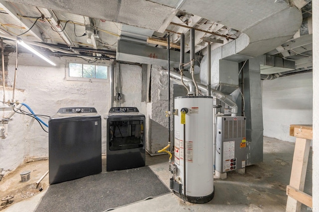 2001 N Anthony Blvd, Fort Wayne, IN 46805 - basement with washing machine and dryer, gas water heater, and heating unit