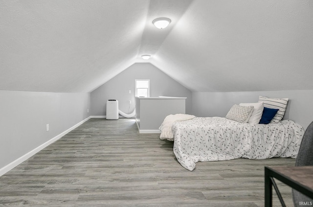 2606 Prast Blvd, South Bend, IN 46628 - bedroom with lofted ceiling, a textured ceiling, and wood finished floors