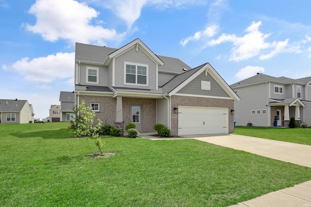 5355 Bloomsbury Ct, Newburgh, IN 47630 - craftsman inspired home with driveway, a front yard, brick siding, and a shingled roof