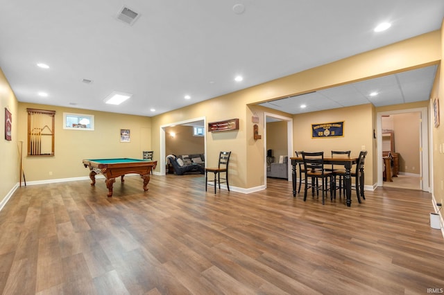61705 Greentree Dr, South Bend, IN 46614 - playroom featuring pool table, wood finished floors, and recessed lighting