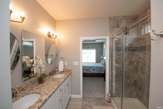 208 Aqueduct Cir, West Lafayette, IN 47906 - ensuite bathroom with double vanity and a stall shower