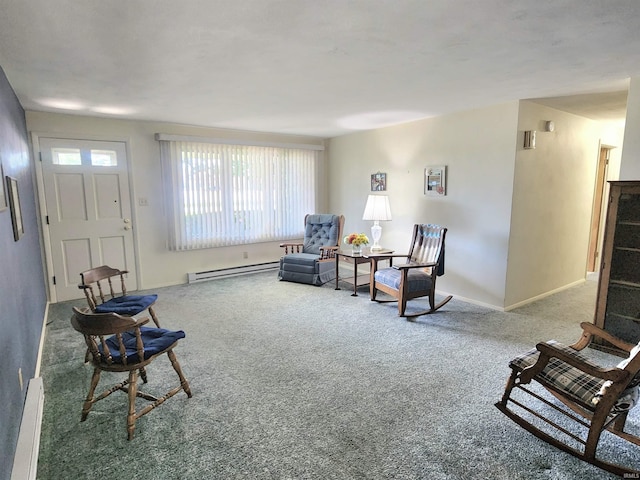 3315 E Paulding Rd, Fort Wayne, IN 46816 - living area featuring a baseboard radiator, carpet floors, and a baseboard heating unit