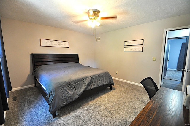 21573 Kern Rd, South Bend, IN 46614 - carpeted bedroom with a ceiling fan and a textured ceiling