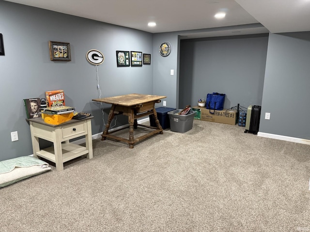 18460 Brewster Dr, Bristol, IN 46507 - recreation room with carpet floors and recessed lighting