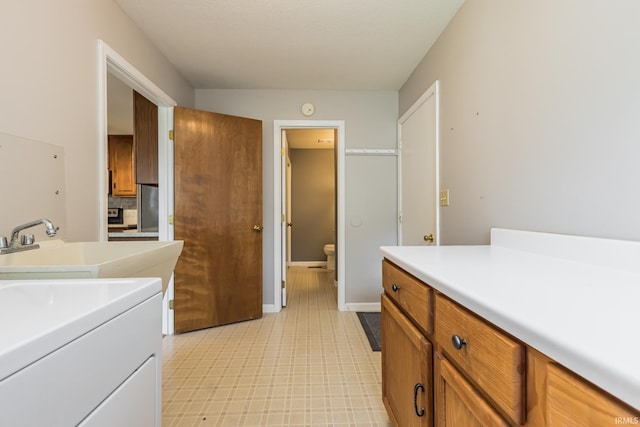 4301 W Friar Dr, Muncie, IN 47304 - bathroom with vanity and tile patterned floors