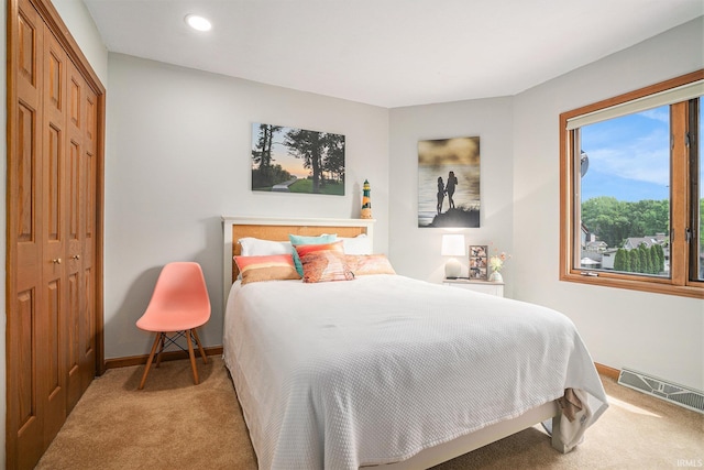 54454 Heron Cove Ln, Elkhart, IN 46516 - bedroom with carpet flooring, a closet, and recessed lighting