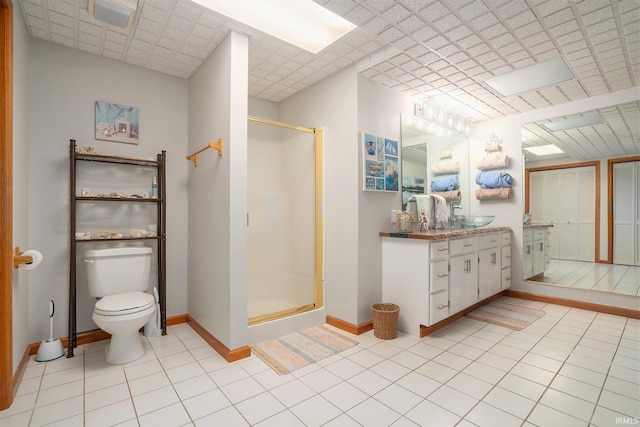 54454 Heron Cove Ln, Elkhart, IN 46516 - full bath featuring a stall shower, vanity, and tile patterned floors
