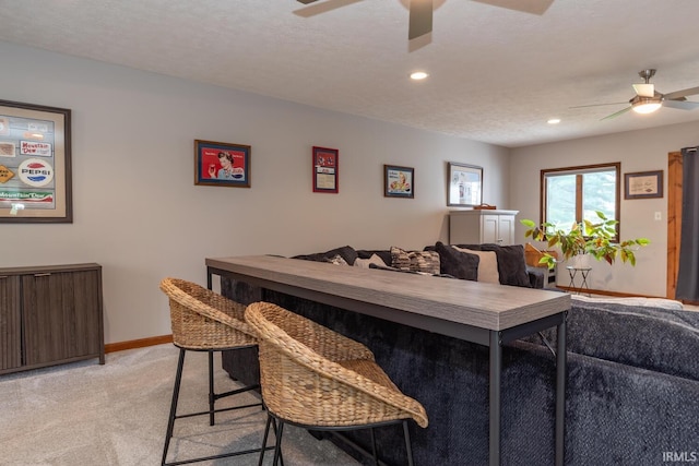 4365 N Maple Grove Rd, Bloomington, IN 47404 - bar area with a ceiling fan, light carpet, and recessed lighting