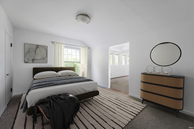 1144 N Warwick Rd, Muncie, IN 47304 - bedroom with carpet floors and lofted ceiling