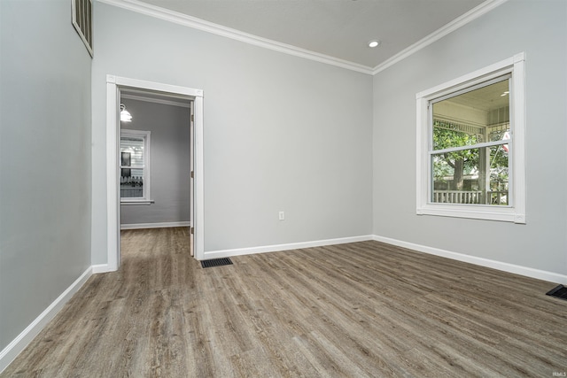 113 E High St, Redkey, IN 47373 - unfurnished room with ornamental molding, wood finished floors, and recessed lighting