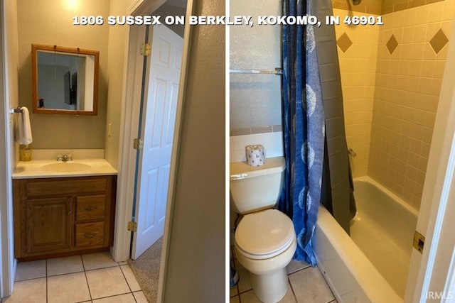 1403 Dunham On Berkley, Kokomo, IN 46901 - full bathroom with shower / tub combo with curtain, vanity, and tile patterned flooring