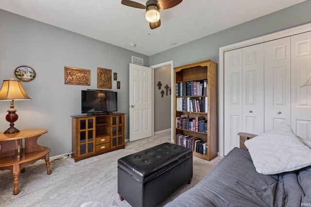 55359 Falling Water Dr, Elkhart, IN 46514 - carpeted living area with a ceiling fan