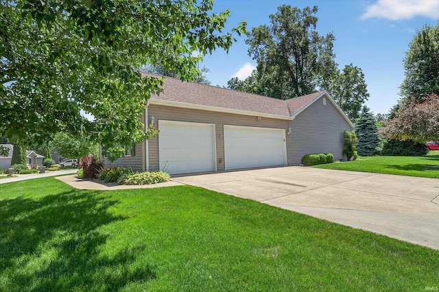 55359 Falling Water Dr, Elkhart, IN 46514 - view of front of home featuring a garage, concrete driveway, a front lawn, and a shingled roof