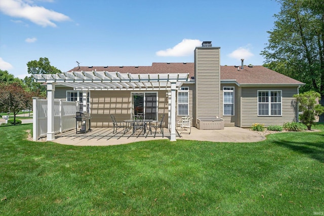 55359 Falling Water Dr, Elkhart, IN 46514 - back of house with a pergola, a patio, a yard, and a chimney