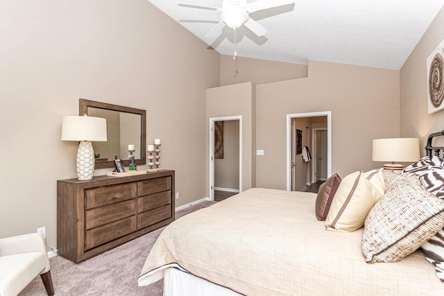 2057 Abbey Ln, Columbus, IN 47201 - bedroom featuring carpet flooring, a ceiling fan, and high vaulted ceiling