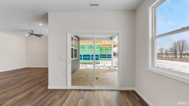 5103 Buffay Ct, New Haven, IN 46774 - doorway to outside with wood finished floors, plenty of natural light, ceiling fan, and recessed lighting