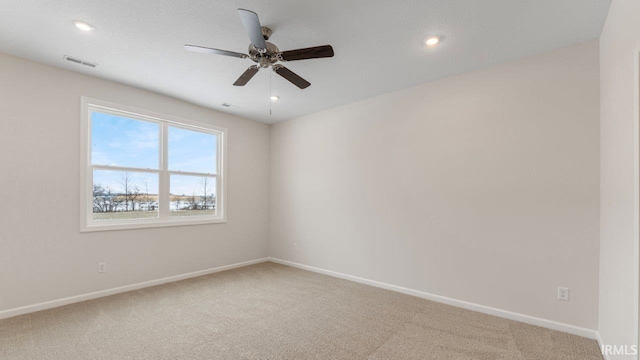 5103 Buffay Ct, New Haven, IN 46774 - empty room featuring light colored carpet, a ceiling fan, and recessed lighting