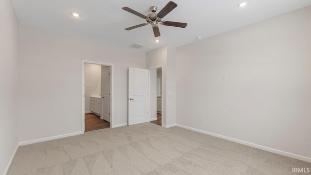 5103 Buffay Ct, New Haven, IN 46774 - unfurnished bedroom featuring carpet flooring, recessed lighting, connected bathroom, and ceiling fan