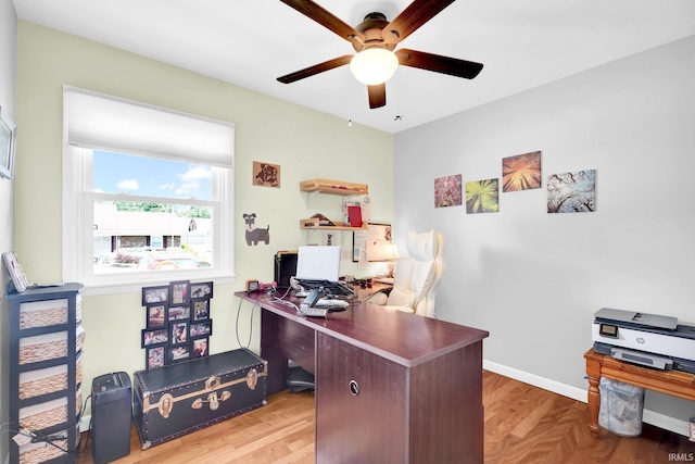 1803 Linwood Dr, Bedford, IN 47421 - office area featuring ceiling fan and wood finished floors