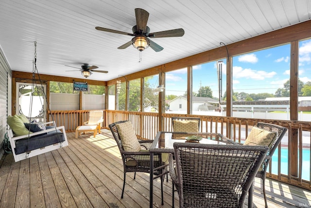 1803 Linwood Dr, Bedford, IN 47421 - sunroom with a ceiling fan