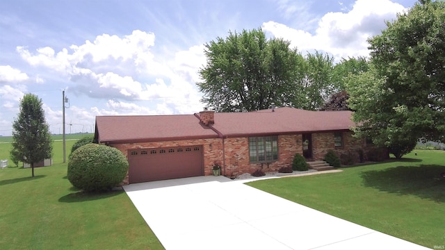 805 S James Ave, Fowler, IN 47944 - single story home with a garage, concrete driveway, a front lawn, and brick siding