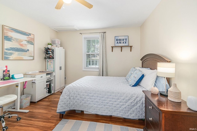 11685 W 710 N, Middlebury, IN 46540 - bedroom featuring wood finished floors, attic access, and ceiling fan