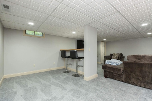 2233 Pine Creek Ct, South Bend, IN 46628 - below grade area featuring carpet floors, recessed lighting, and a dry bar