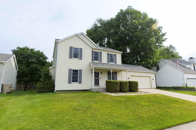 2233 Pine Creek Ct, South Bend, IN 46628 - traditional-style house with concrete driveway, an attached garage, and a porch