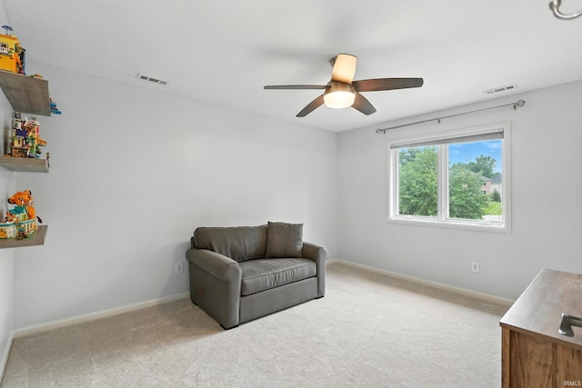 118 Royal Crest Dr, Fort Wayne, IN 46814 - sitting room with light colored carpet and a ceiling fan