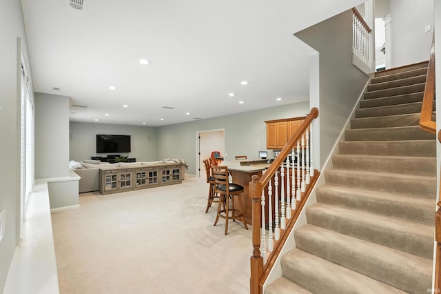 118 Royal Crest Dr, Fort Wayne, IN 46814 - stairway with recessed lighting and carpet floors