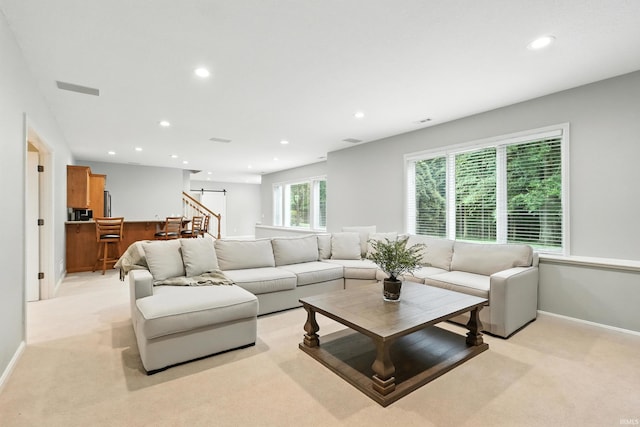 118 Royal Crest Dr, Fort Wayne, IN 46814 - living room featuring recessed lighting and light colored carpet