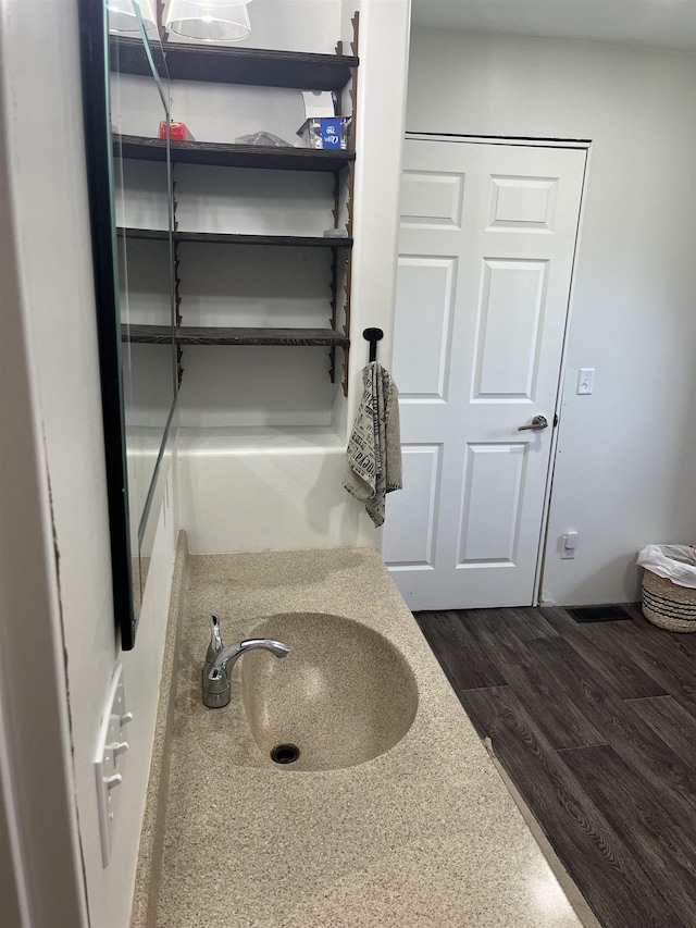 640 N Flint Rd, Angola, IN 46703 - bathroom featuring a sink and wood finished floors
