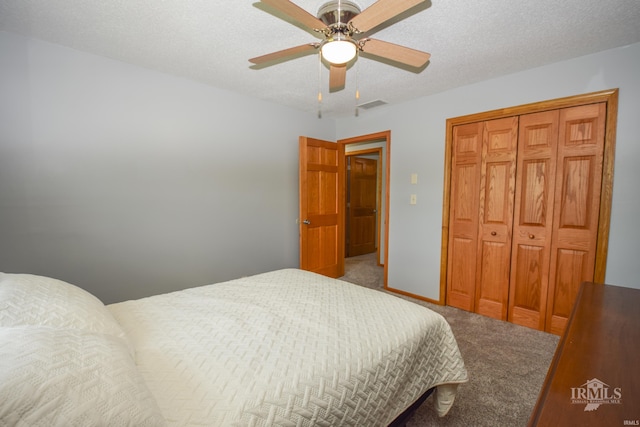 475 Gillcrest Dr, Albany, IN 47320 - bedroom with carpet floors, a closet, and ceiling fan