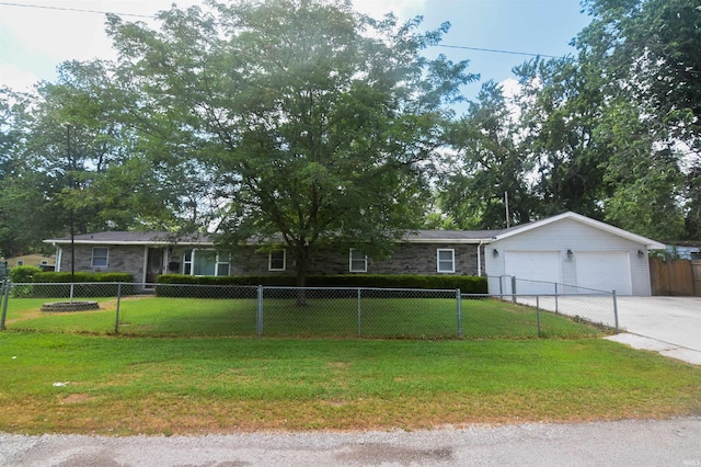 2625 S Ruston Ave, Evansville, IN 47714 - single story home featuring stone siding, a garage, and driveway
