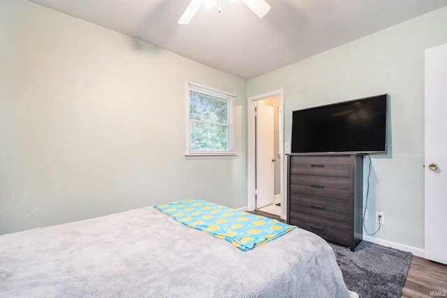 18055 Thomas Ln, Goshen, IN 46528 - bedroom with wood finished floors and a ceiling fan