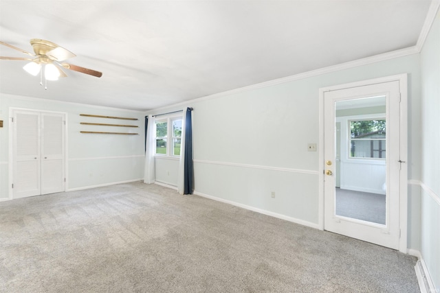 3617 Kirkfield Dr, Fort Wayne, IN 46815 - unfurnished bedroom with carpet floors, ornamental molding, and ceiling fan