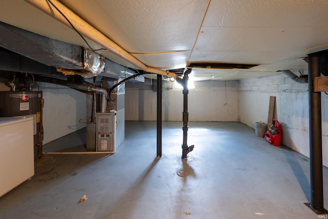 1201 Canal St, New Haven, IN 46774 - unfinished basement featuring water heater and heating unit