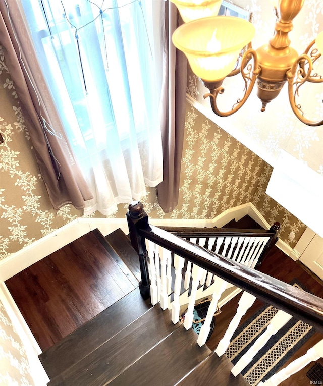 946 S 23rd St, South Bend, IN 46615 - staircase featuring wallpapered walls