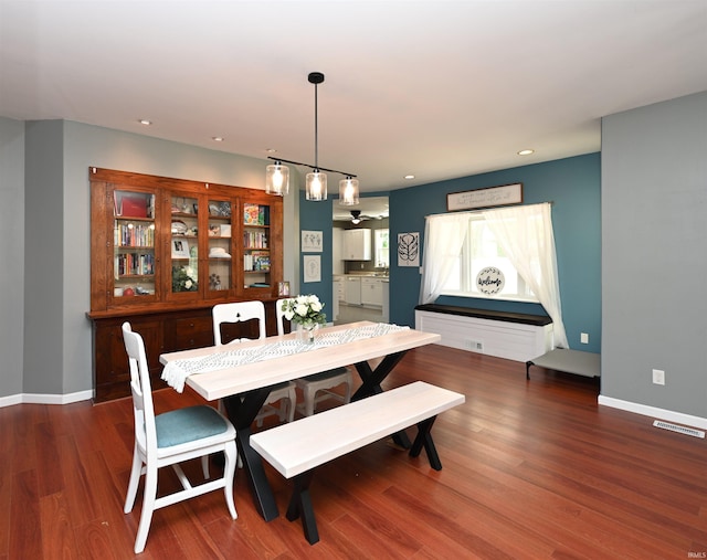 418 W 7th St, Rochester, IN 46975 - dining area with wood finished floors, recessed lighting, and ceiling fan