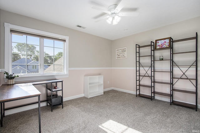 57329 Orchard Ridge Dr, Elkhart, IN 46516 - office area featuring ceiling fan and carpet floors